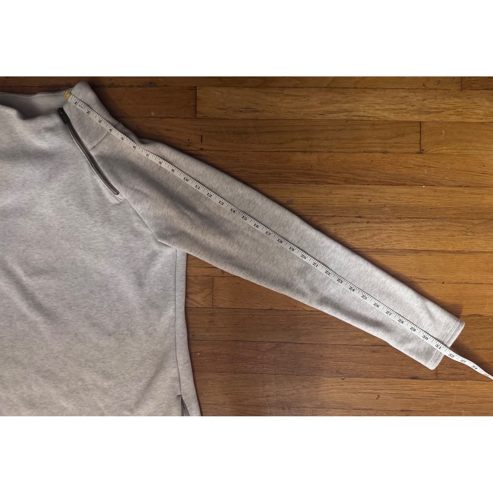 Athleta Cybele Asymmetric Zip Tunic Sweatshirt Heather Gray SmallP Thumbholes - Picture 6 of 7